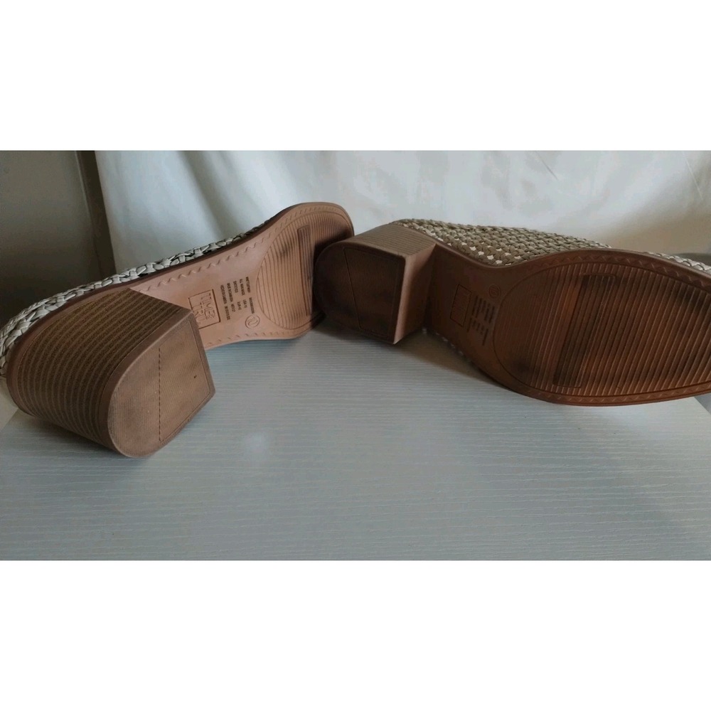 Time and Tru Womens Ladies Ivory Woven Slip On Chunk Heel Mules Shoes Sz 10 - Picture 4 of 6